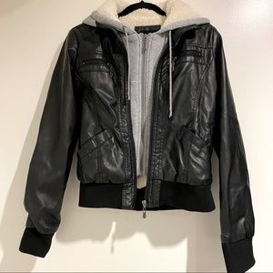 Full Tilt Sherpa Knit Faux-Leather Jacket